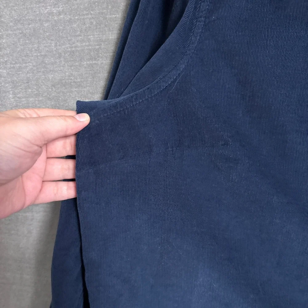Wonderly Top XXL Blue Cotton Corduroy Ruffle Collar Button Down Casual Fall